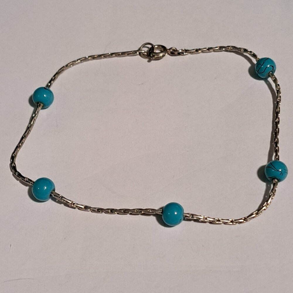 Turquoise and silver color bracelet